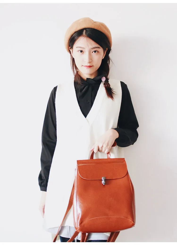 Stylish Leather Womens Backpack Cute School Backpack Purse for Women