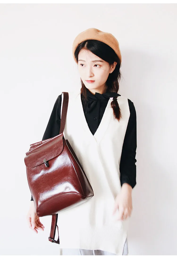 Stylish Leather Womens Backpack Cute School Backpack Purse for Women