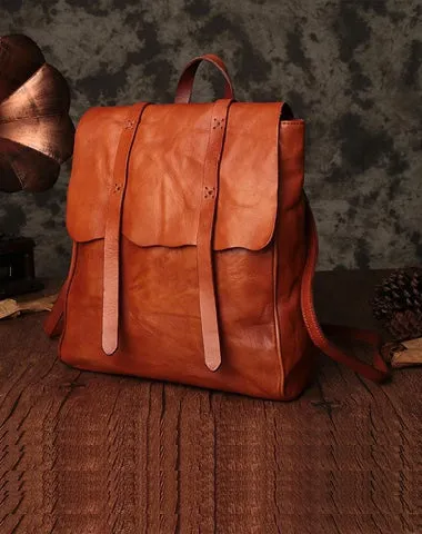 Vintage Brown Leather Womens Backpack Leather Fashion Backpack School Backpack Purse for Men