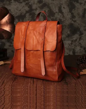 Vintage Brown Leather Womens Backpack Leather Fashion Backpack School Backpack Purse for Men