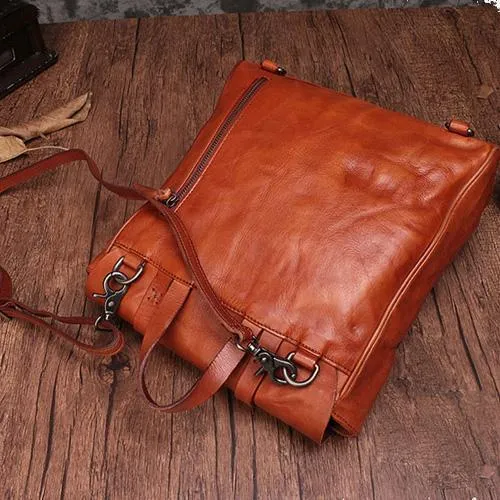 Vintage Brown Leather Womens Backpack Leather Fashion Backpack School Backpack Purse for Men