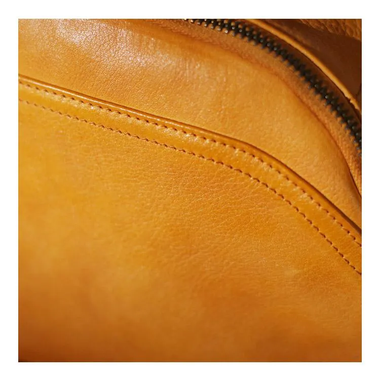 Vintage Cute Tan Leather Backpack Coffee Leather Fashion School Backpack for Women