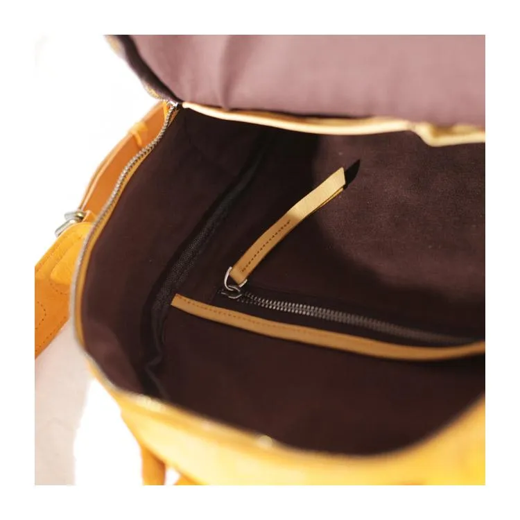 Vintage Cute Tan Leather Backpack Coffee Leather Fashion School Backpack for Women
