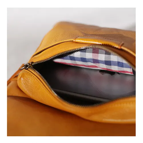 Vintage Cute Tan Leather Backpack Coffee Leather Fashion School Backpack for Women