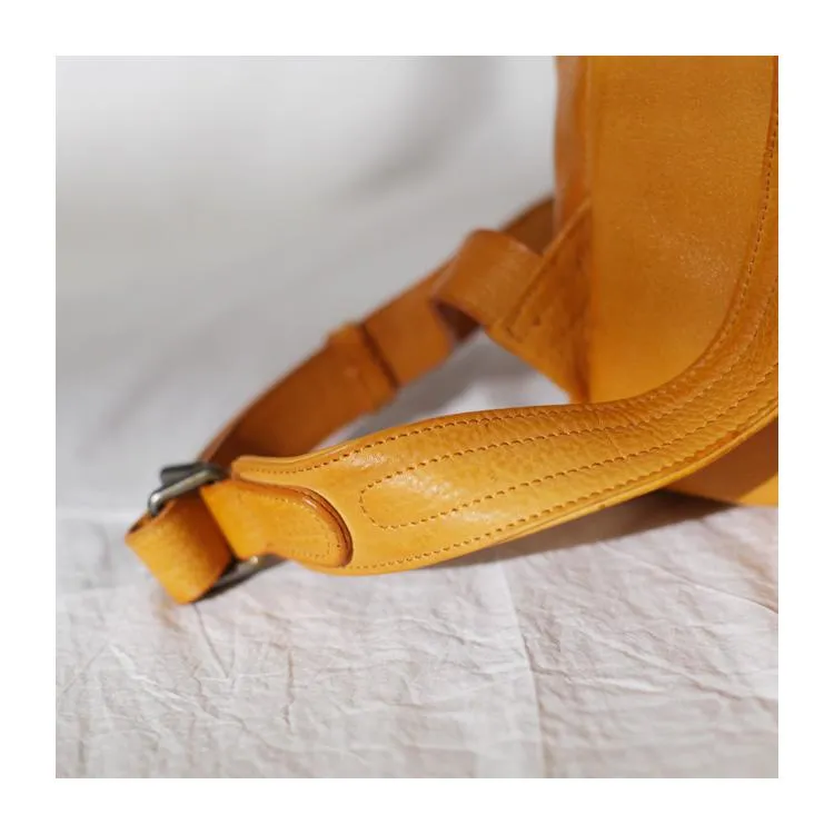 Vintage Cute Tan Leather Backpack Coffee Leather Fashion School Backpack for Women