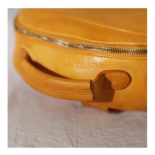 Vintage Cute Tan Leather Backpack Coffee Leather Fashion School Backpack for Women