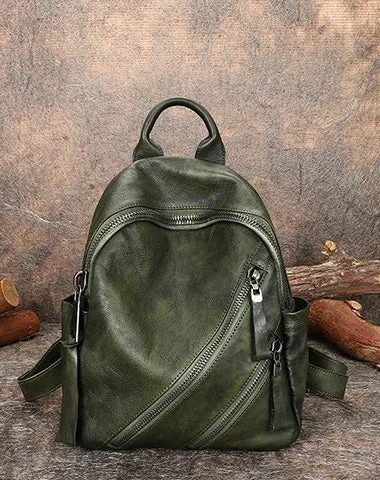 Vintage Dark Gray Leather Rucksack Womens Best School Backpack Ladies Leather Backpack Purses