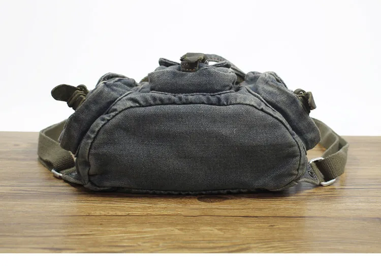 Vintage Denim Blue Womens Backpack School Backpacks Blue Denim Laptop Backpack For Womens