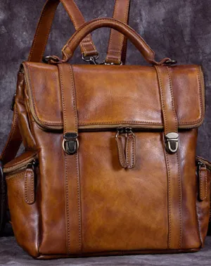 Vintage Handmade Womens Leather Backpack Bag Fashion Backpack Purse For Women