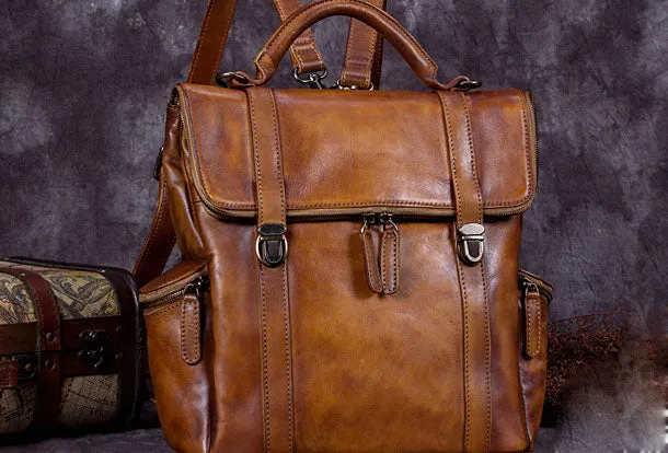 Vintage Handmade Womens Leather Backpack Bag Fashion Backpack Purse For Women