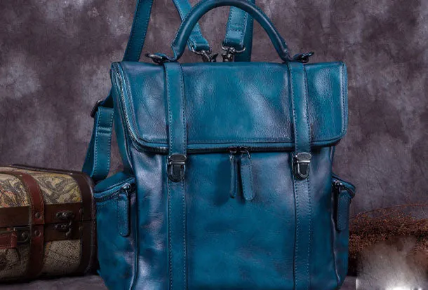 Vintage Handmade Womens Leather Backpack Bag Fashion Backpack Purse For Women