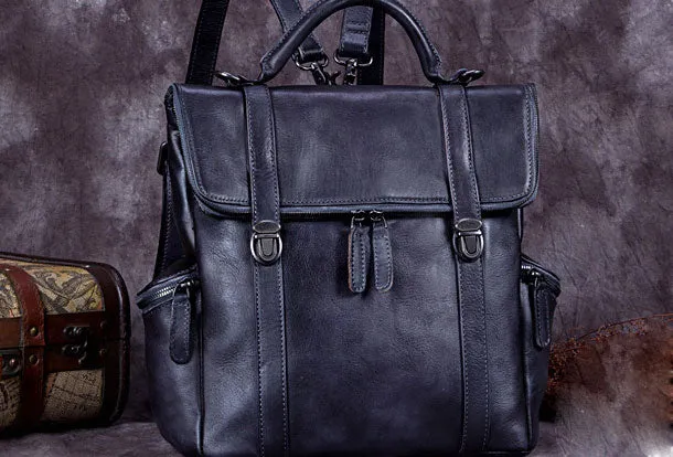 Vintage Handmade Womens Leather Backpack Bag Fashion Backpack Purse For Women