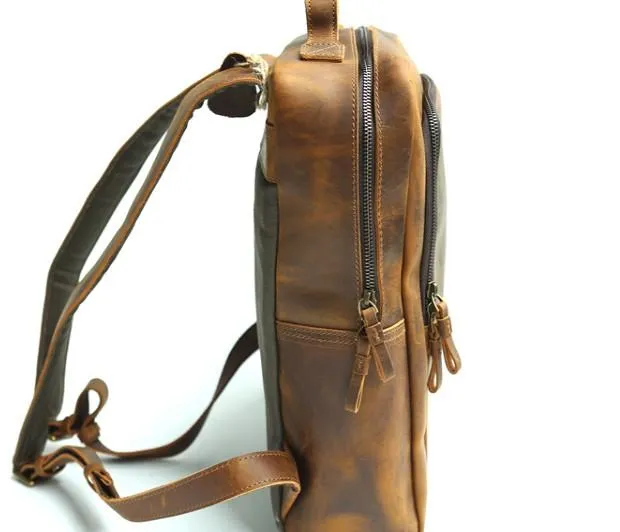 Vintage Leather Mens Backpacks Travel Backpack Laptop Backpack for men