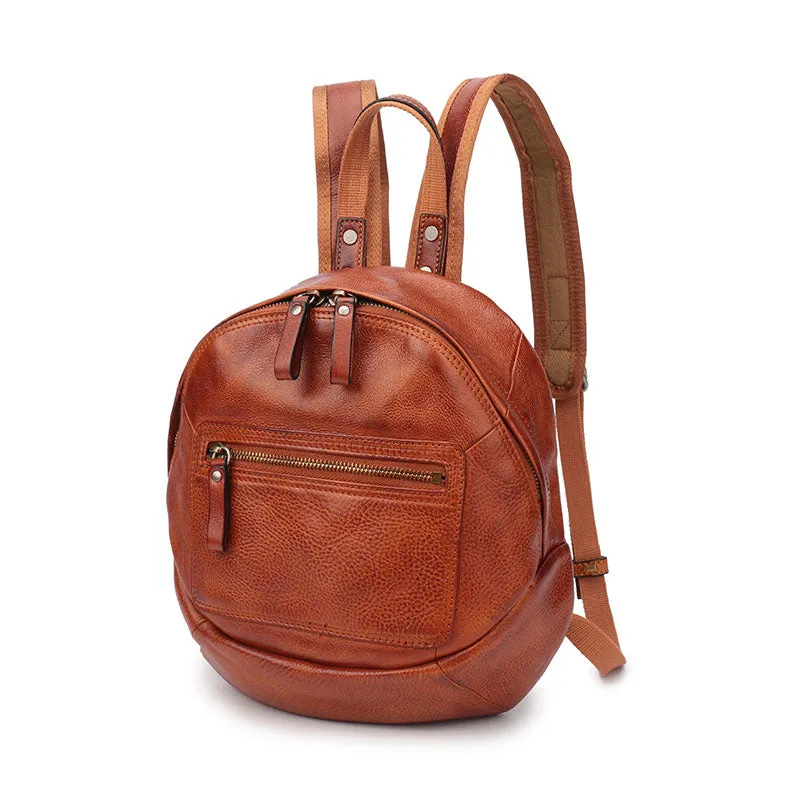 Vintage Leather Small Brown Womens Backpack Travel Backpack Black School Backpack for Women