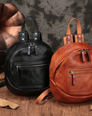 Vintage Leather Small Brown Womens Backpack Travel Backpack Black School Backpack for Women