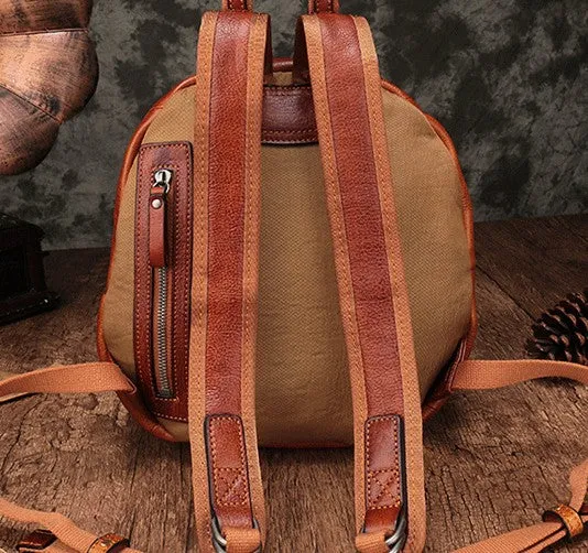 Vintage Leather Small Brown Womens Backpack Travel Backpack Black School Backpack for Women