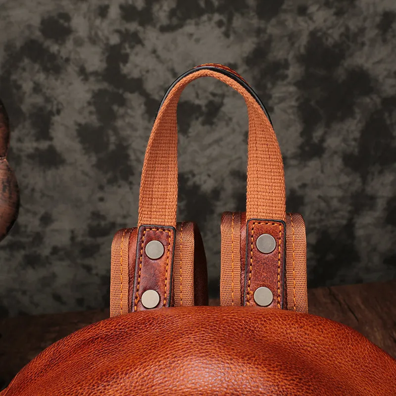 Vintage Leather Small Brown Womens Backpack Travel Backpack Black School Backpack for Women