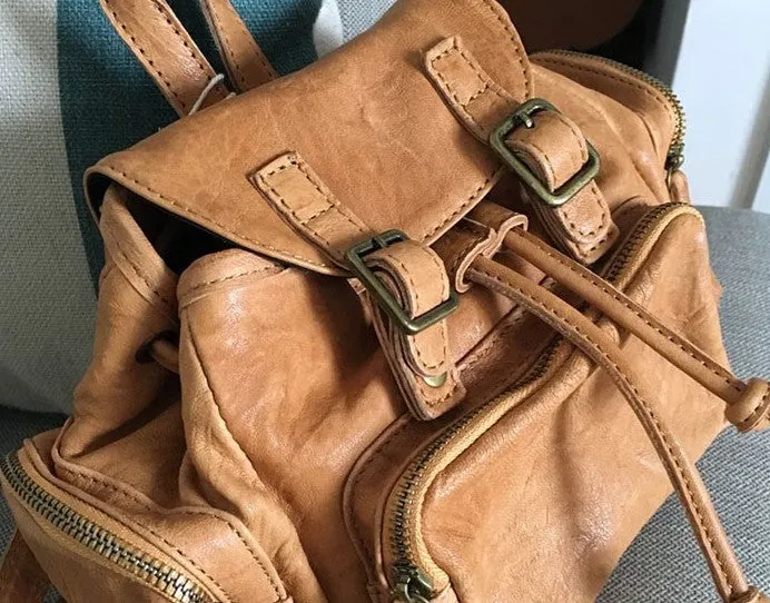 Vintage LEATHER Small WOMENs Backpack School Backpack Travel Backpack FOR WOMEN