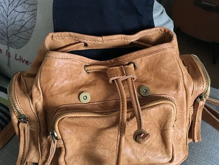Vintage LEATHER Small WOMENs Backpack School Backpack Travel Backpack FOR WOMEN