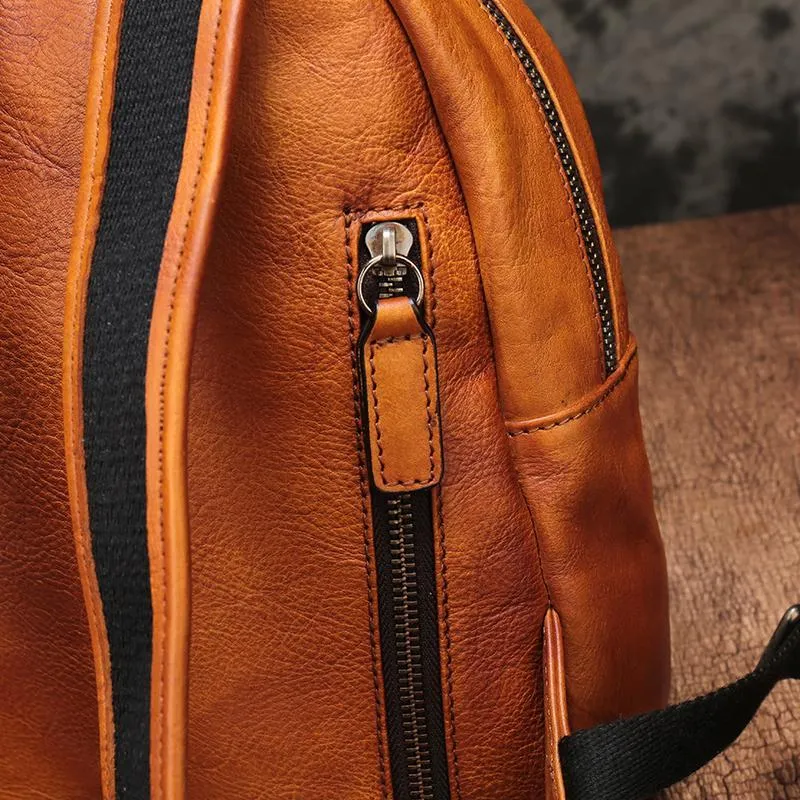 Vintage Womens Brown Leather Backpack Purse Cute School Backpacks for Ladies