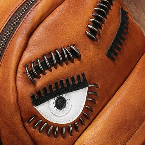 Vintage Womens Brown Leather Backpack Purse Cute School Backpacks for Ladies