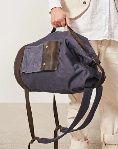 Waxed Canvas Leather Mens Large Backpack Canvas Travel Backpack Barrel Travel Backpacks for Men