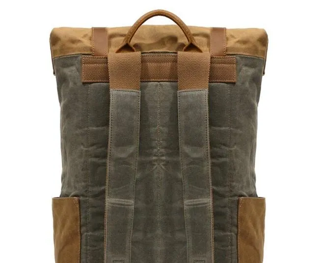 Waxed Canvas Mens Travel Backpacks Canvas School Backpacks Laptop Backpack for Men