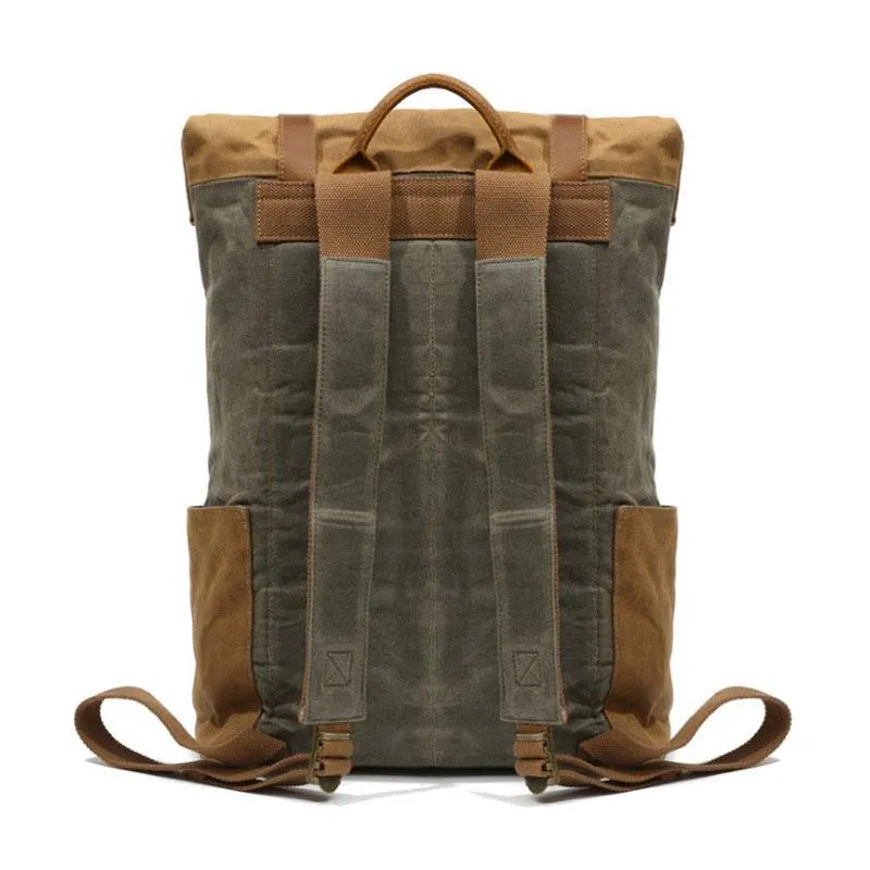 Waxed Canvas Mens Travel Backpacks Canvas School Backpacks Laptop Backpack for Men