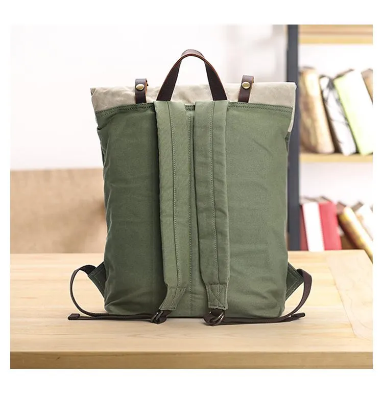 Waxed Canvas Mens Womens 15???? Computer Backpack Green School Backpack Hiking Backpack for Men