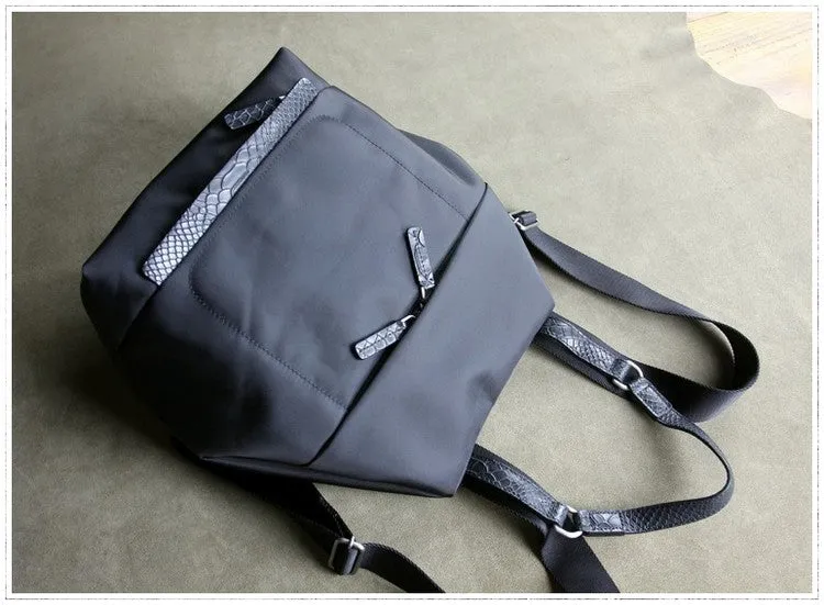 Womens Black Nylon Backpack Best Satchel Backpack Purse Nylon School Rucksack for Ladies