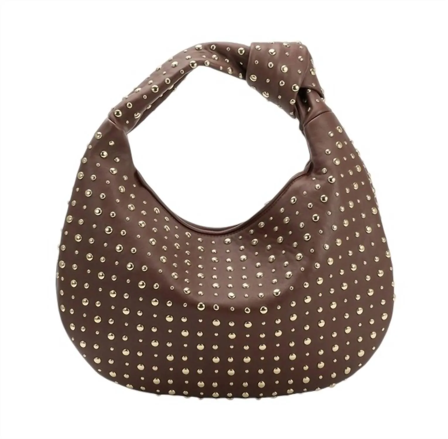 Women's Brigitte Large Studded Shoulder Bag In Chocolate