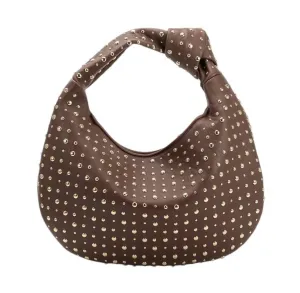 Women's Brigitte Large Studded Shoulder Bag In Chocolate