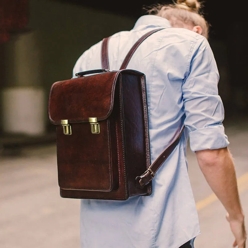 Womens Distressed Leather Backpack Purse Satchel Backpack Handmade School Backpack