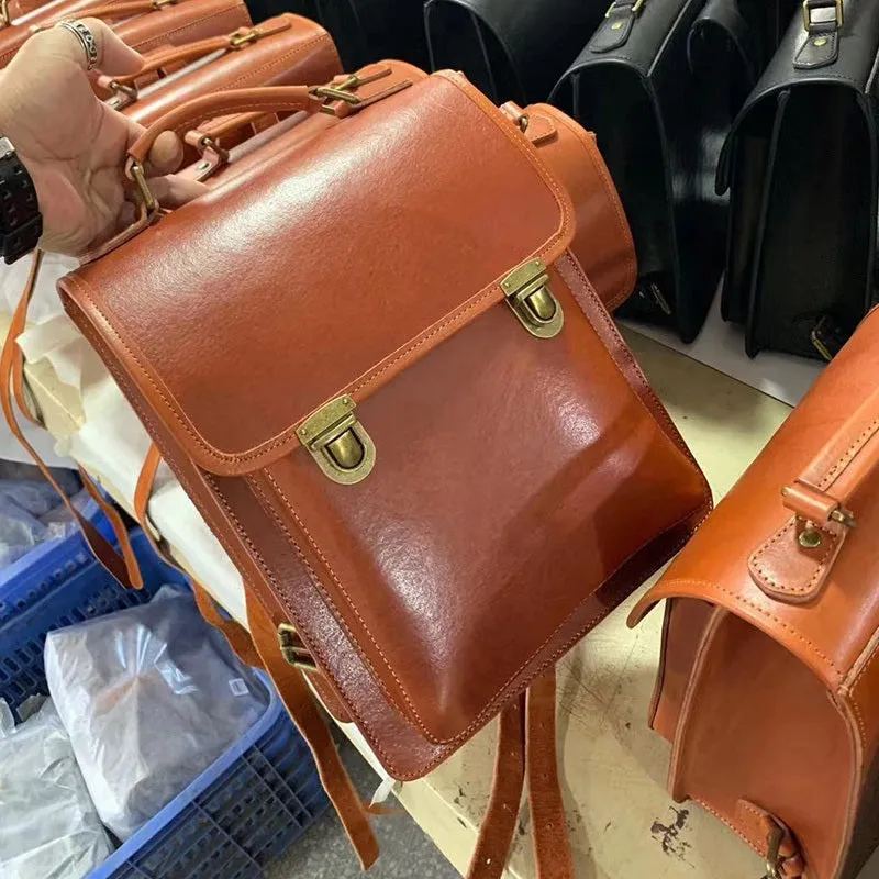 Womens Distressed Leather Backpack Purse Satchel Backpack Handmade School Backpack