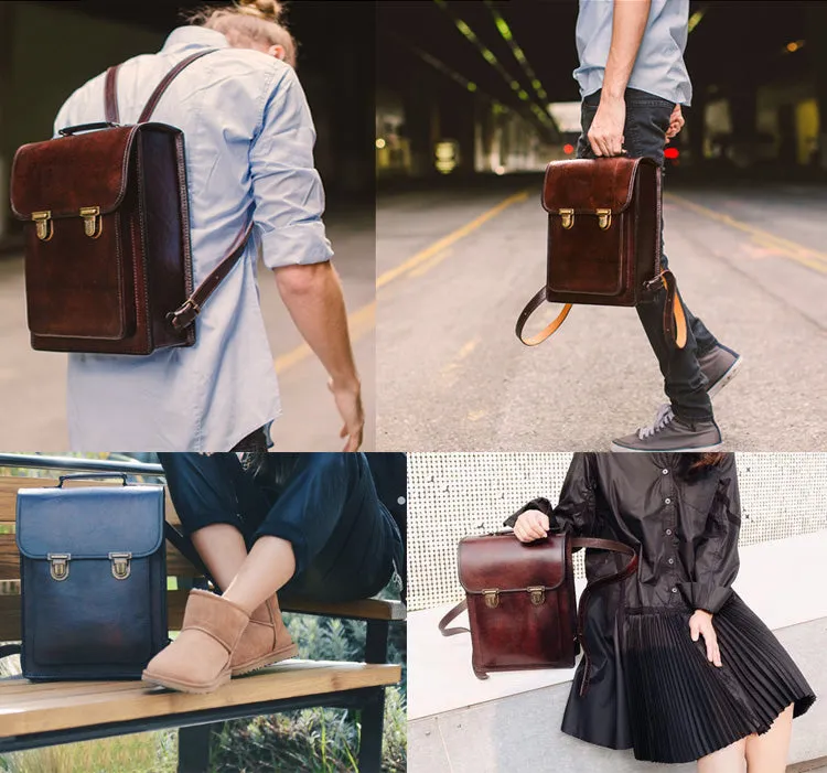 Womens Distressed Leather Backpack Purse Satchel Backpack Handmade School Backpack