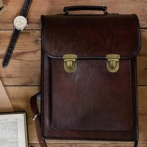 Womens Distressed Leather Backpack Purse Satchel Backpack Handmade School Backpack