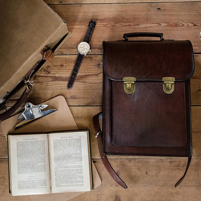 Womens Distressed Leather Backpack Purse Satchel Backpack Handmade School Backpack