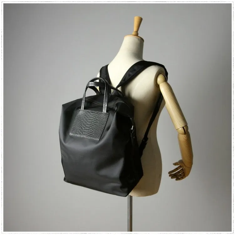 Womens Green Nylon Backpack Purse Best Satchel Backpack Nylon Leather School Rucksack for Ladies