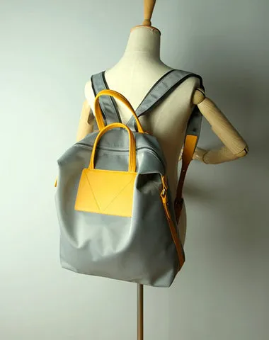 Womens Green Nylon Backpack Purse Best Satchel Backpack Nylon Leather School Rucksack for Ladies