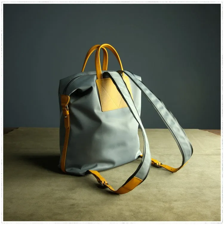 Womens Green Nylon Backpack Purse Best Satchel Backpack Nylon Leather School Rucksack for Ladies