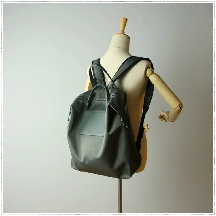 Womens Green Nylon Backpack Purse Best Satchel Backpack Nylon Leather School Rucksack for Ladies