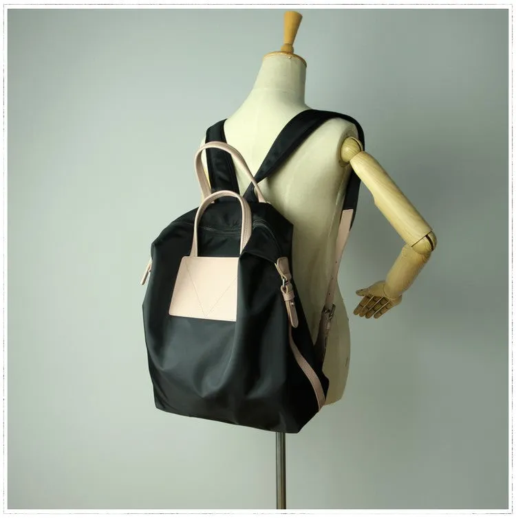 Womens Green Nylon Backpack Purse Best Satchel Backpack Nylon Leather School Rucksack for Ladies