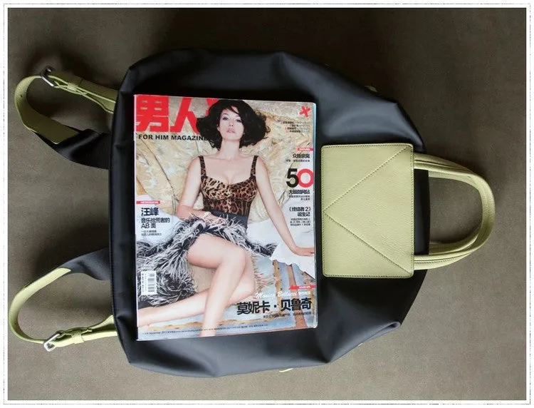 Womens Green Nylon Backpack Purse Best Satchel Backpack Nylon Leather School Rucksack for Ladies