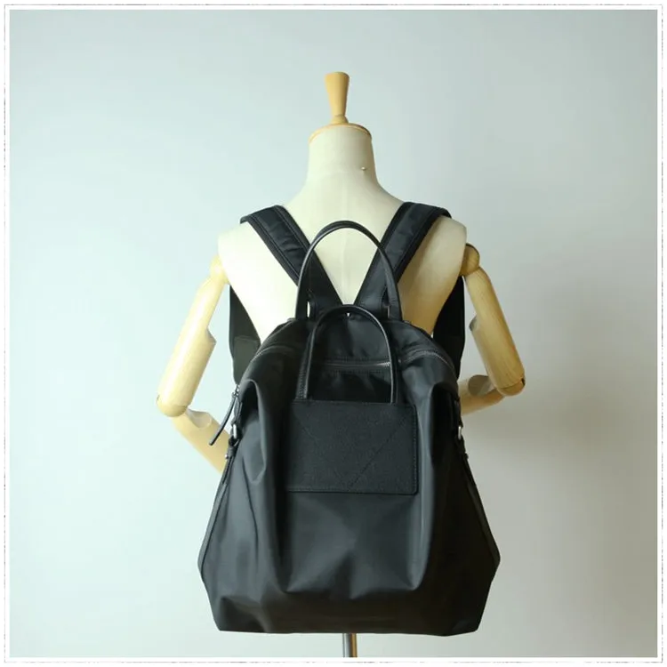 Womens Green Nylon Backpack Purse Best Satchel Backpack Nylon Leather School Rucksack for Ladies