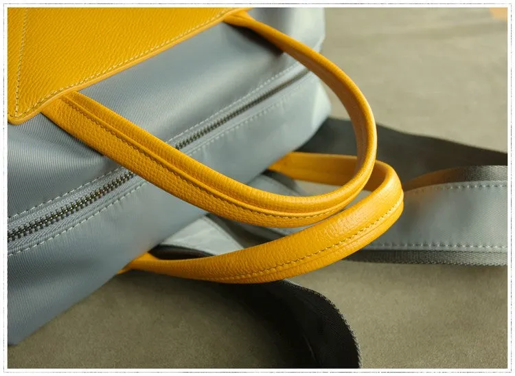 Womens Green Nylon Backpack Purse Best Satchel Backpack Nylon Leather School Rucksack for Ladies