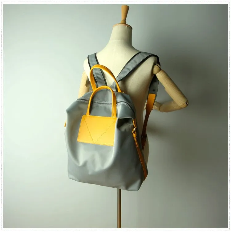 Womens Green Nylon Backpack Purse Best Satchel Backpack Nylon Leather School Rucksack for Ladies