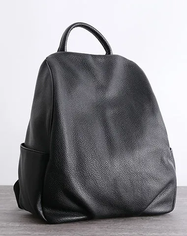 Womens Leather&Nylon Backpack Black Travel Backpack Purse Black Classic School Rucksack for Ladies