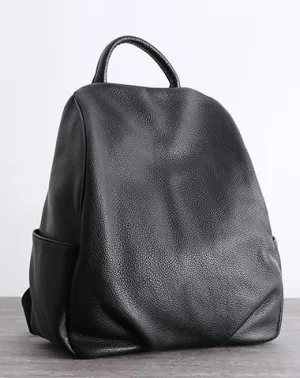 Womens Leather&Nylon Backpack Black Travel Backpack Purse Black Classic School Rucksack for Ladies