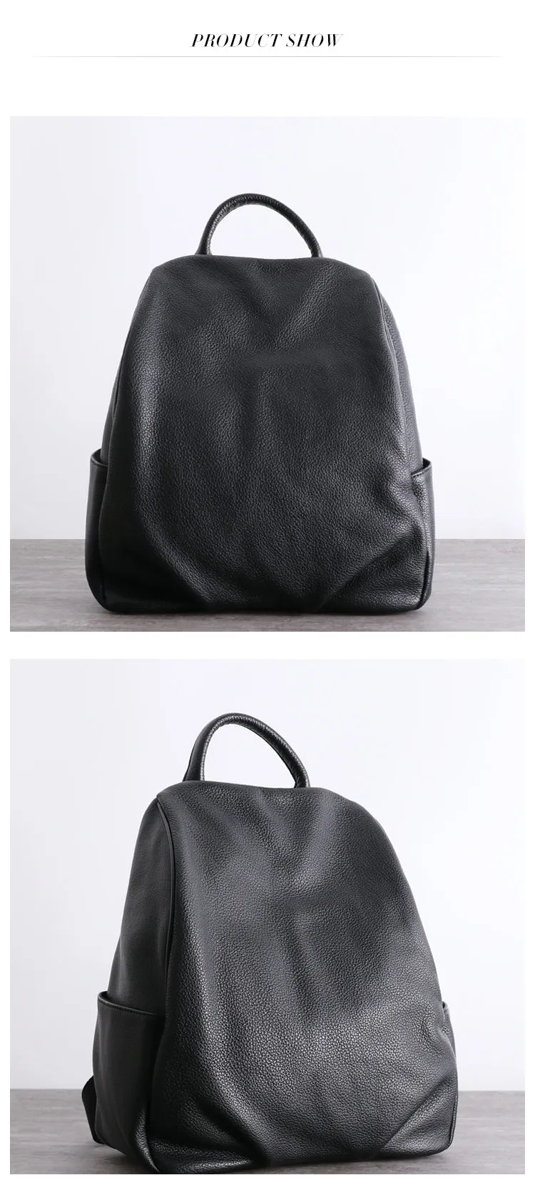 Womens Leather&Nylon Backpack Black Travel Backpack Purse Black Classic School Rucksack for Ladies