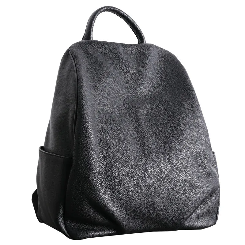 Womens Leather&Nylon Backpack Black Travel Backpack Purse Black Classic School Rucksack for Ladies